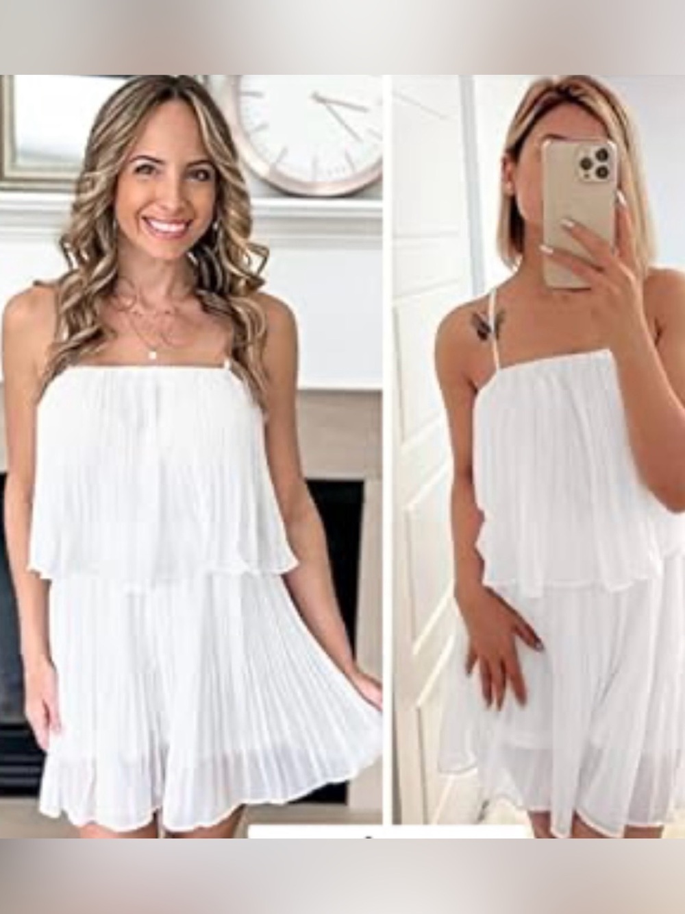 EXLURA White Pleated Strapless Romper